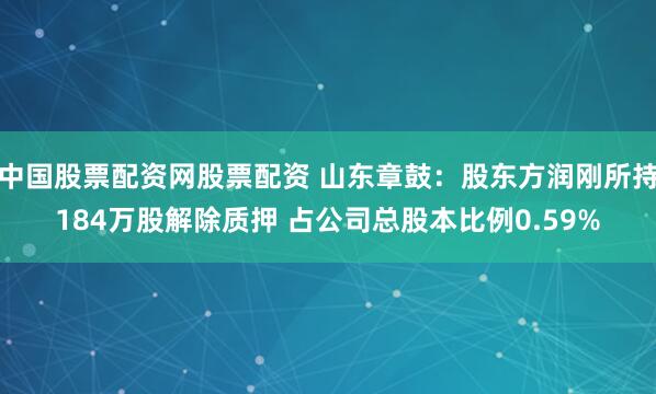 中国股票配资网股票配资 山东章鼓：股东方润刚所持184万股解除质押 占公司总股本比例0.59%